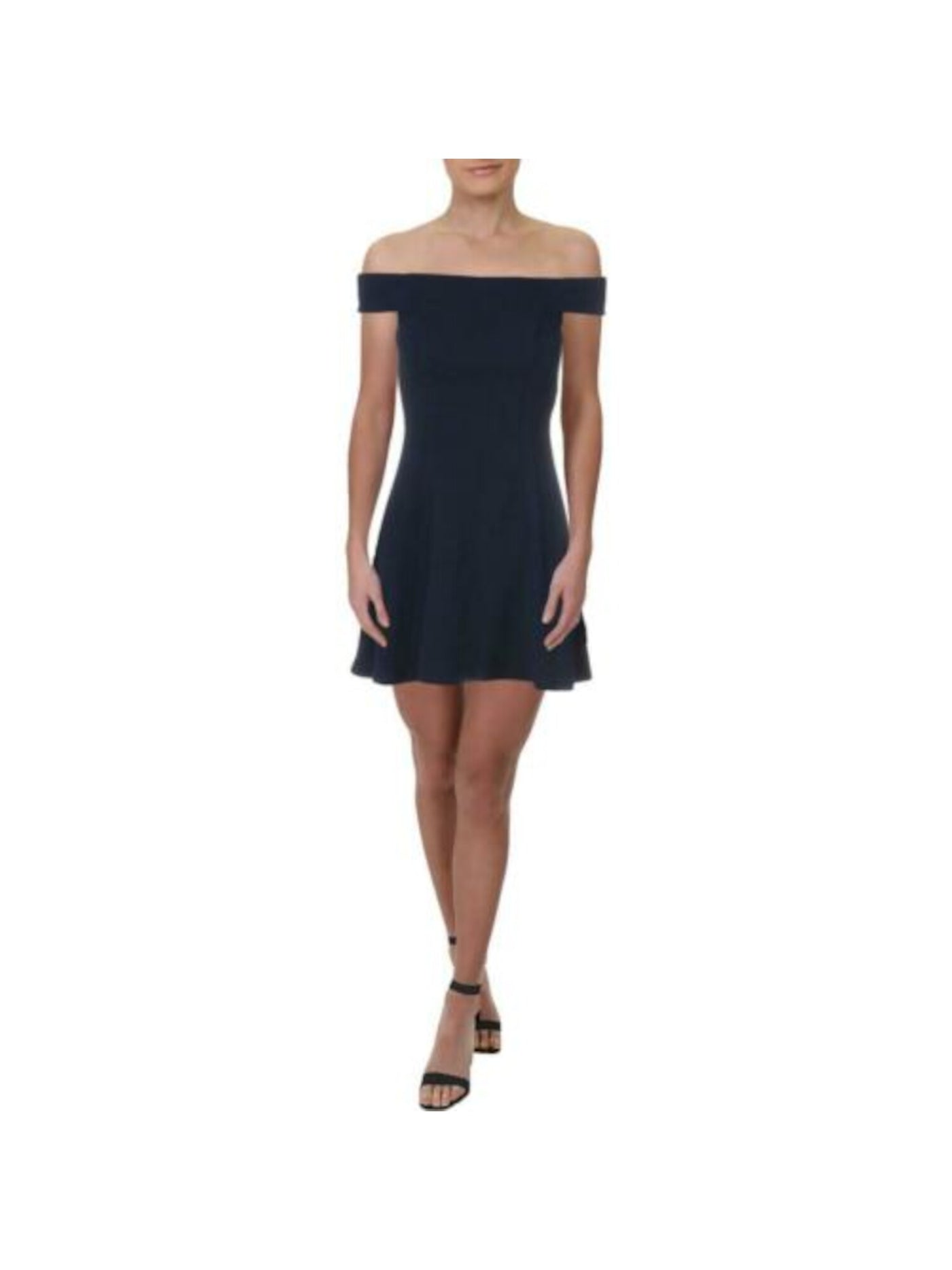TEEZE ME Womens Navy Short Sleeve Micro Mini Fit + Flare Party Dress Juniors 1