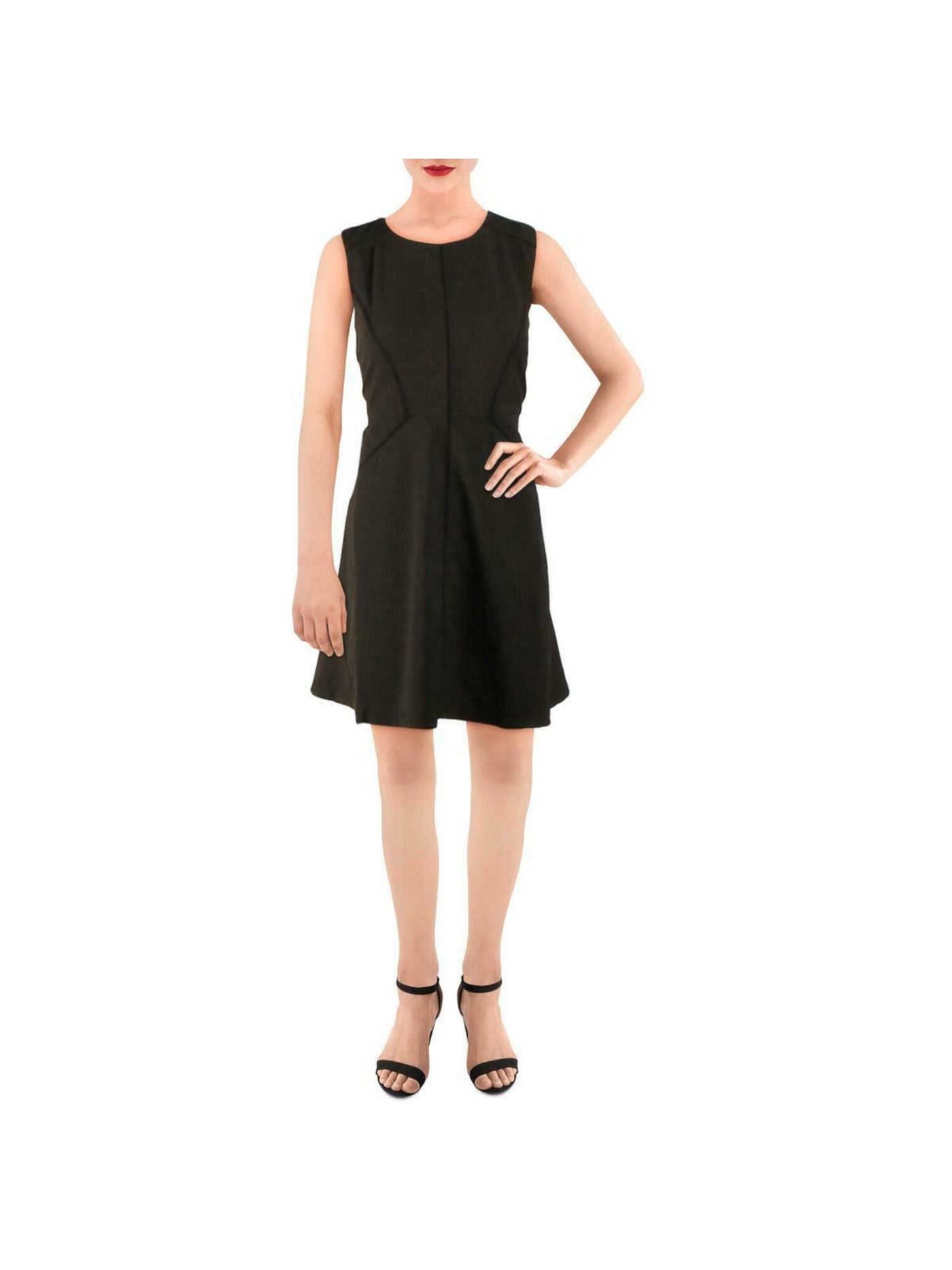 PATRIZIA LUCA Womens Black Sleeveless Above The Knee Fit + Flare Dress Size: S