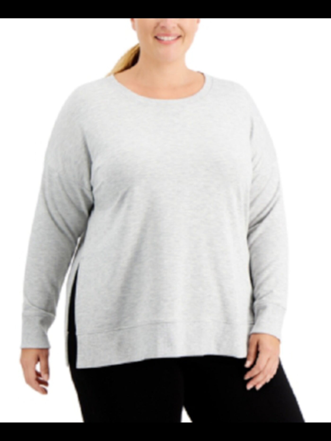 IDEOLOGY Womens Gray Sweatshirt Plus 1X