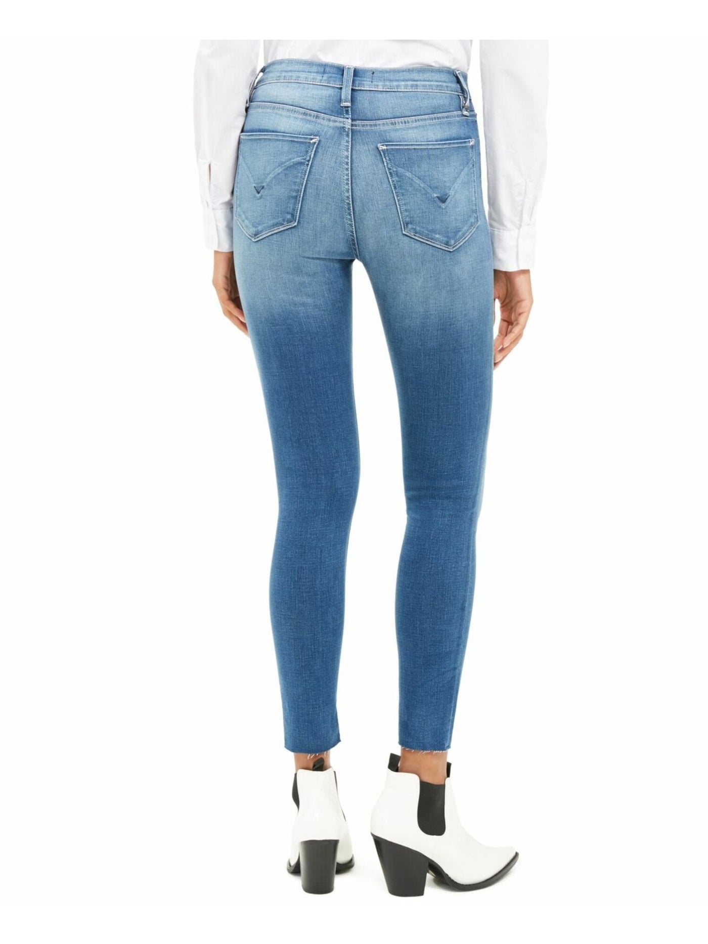 HUDSON Womens Blue Raw Hem Skinny Jeans Juniors Size: 27