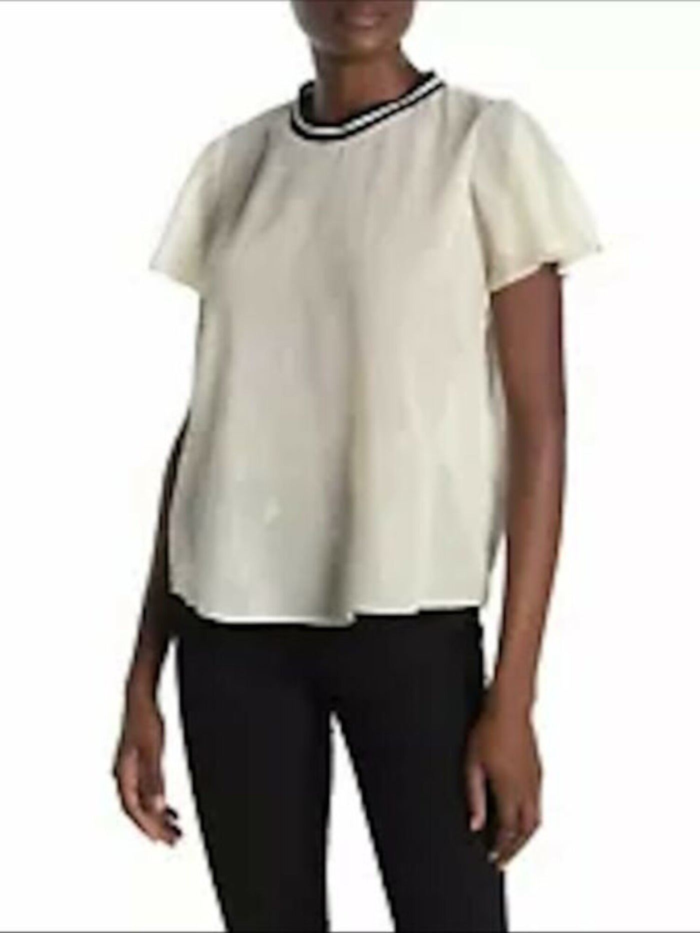 RACHEL RACHEL ROY Womens Ivory Sheer Short Sleeve Keyhole Top XS