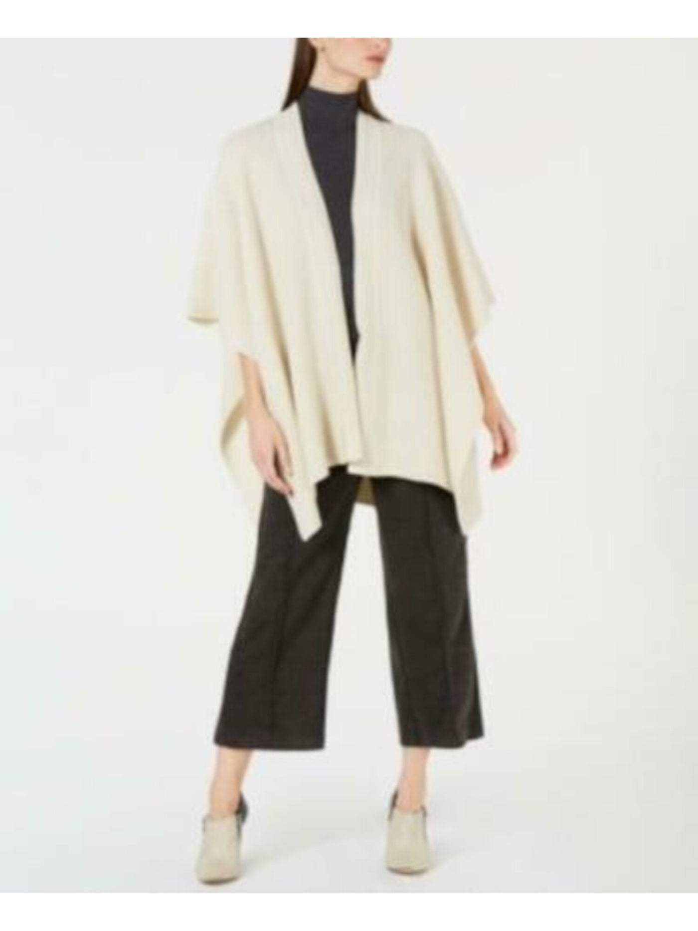 CALVIN KLEIN Womens Beige 3/4 Sleeve Open Cardigan Sweater Size: L\XL