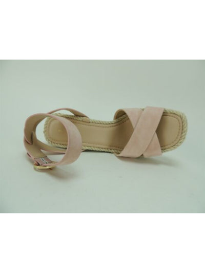 VIA SPIGA Womens Pink 1" Platform Adjustable Strap Padded Sesilia Square Toe Wedge Buckle Leather Espadrille Shoes 9.5 M