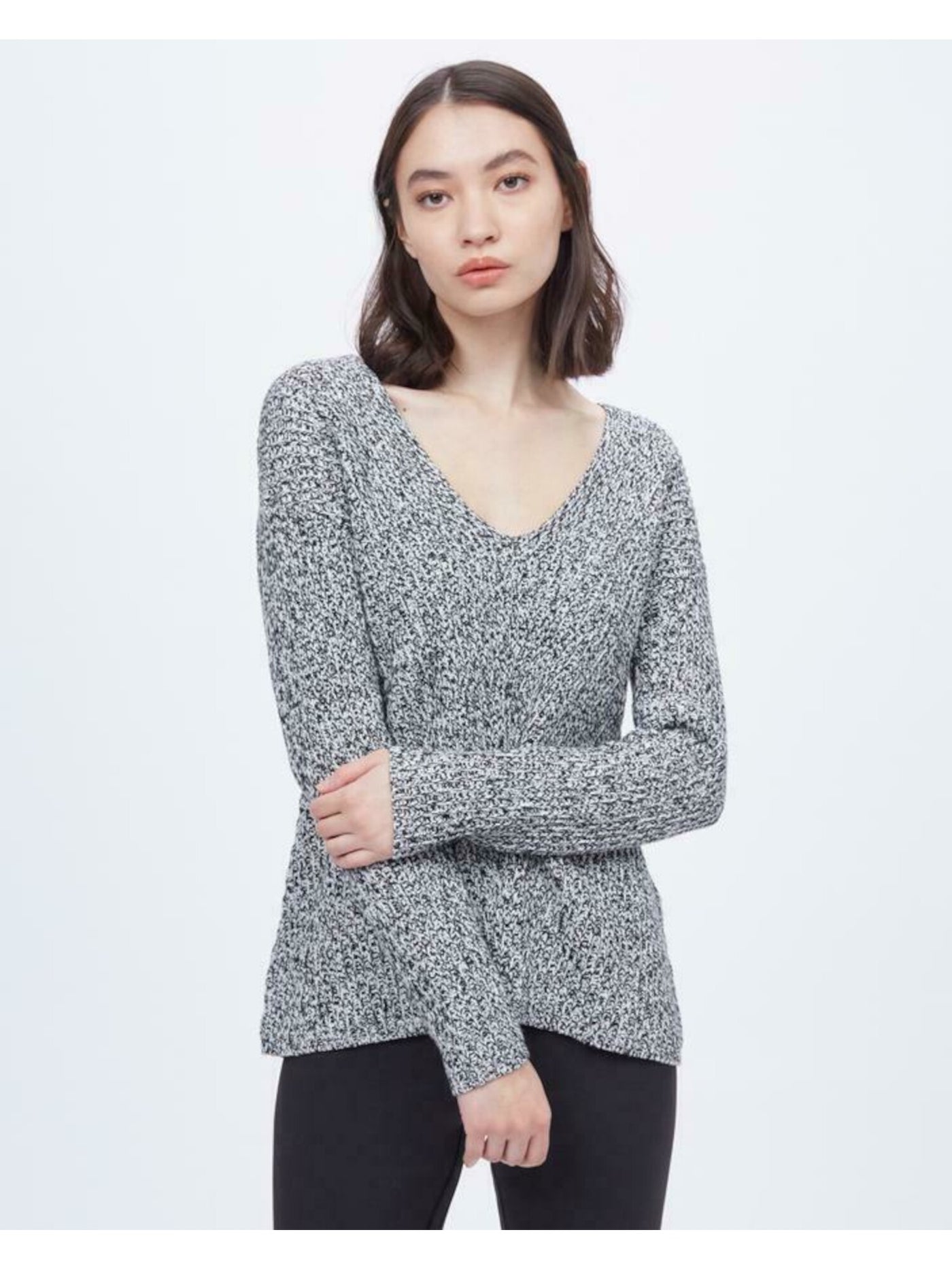 STYLE & COMPANY Womens Black Long Sleeve V Neck Sweater Plus Size: 1X