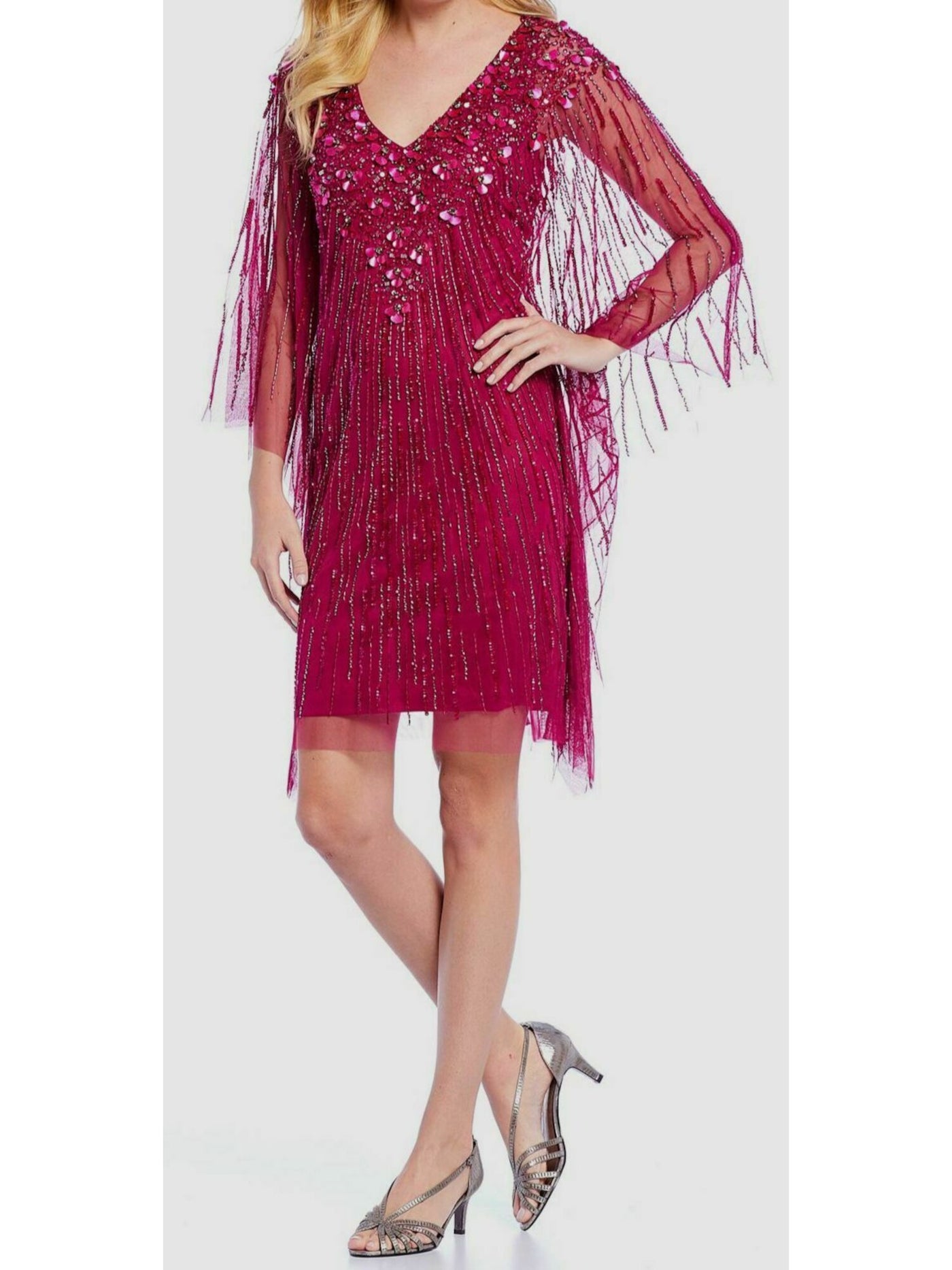 ADRIANNA PAPELL Womens Pink Sleeveless Above The Knee Evening Dress 6