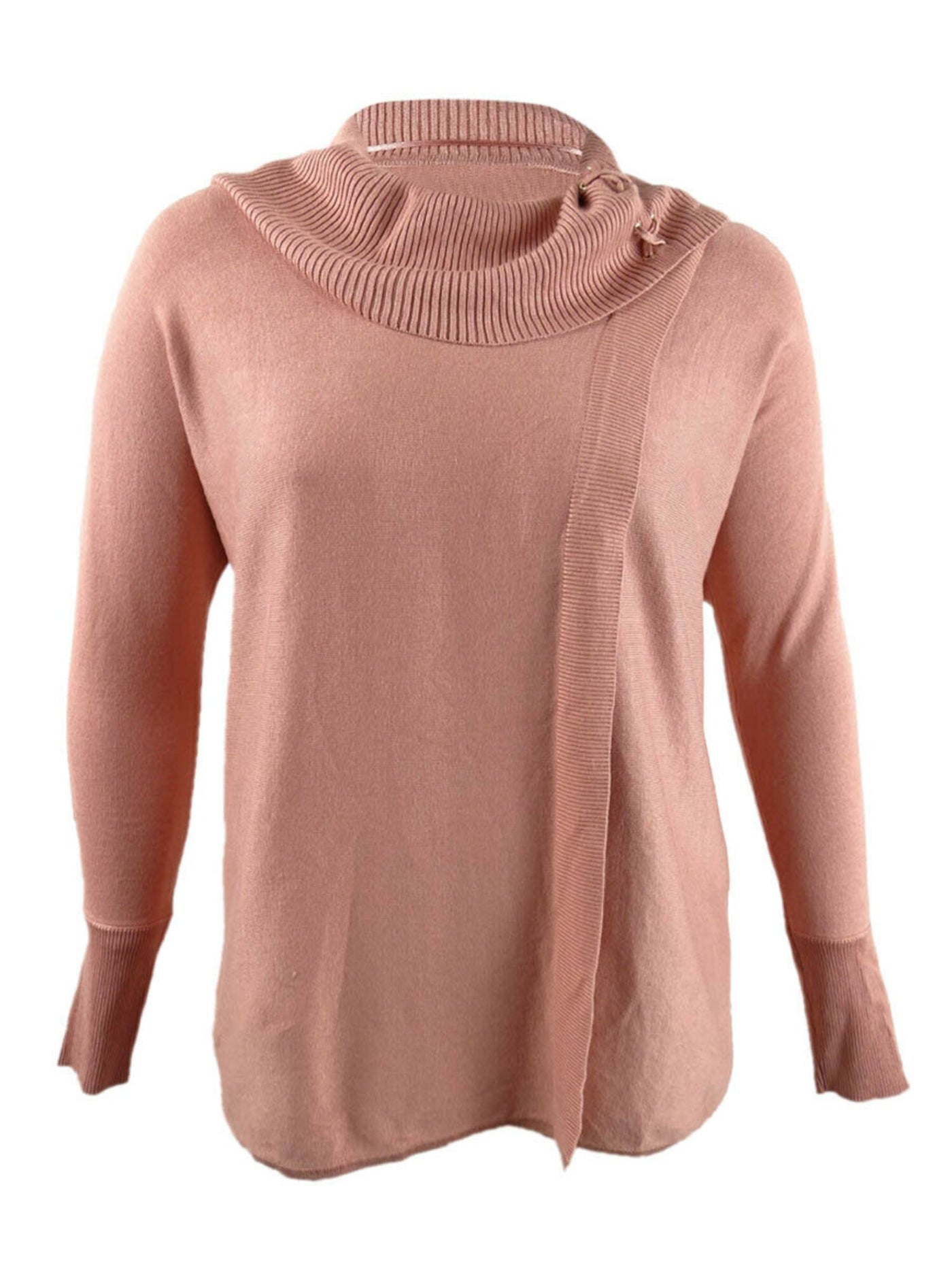 JM COLLECTION Womens Pink Long Sleeve Cowl Neck Wrap Sweater M