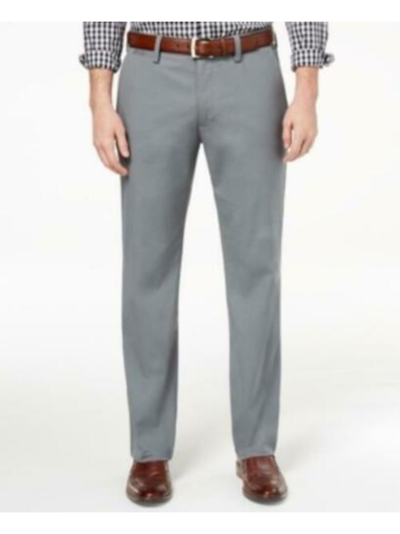 CLUBROOM Mens Gray Flat Front Straight Leg Stretch Regular Fit Chino Pants W33/ L32