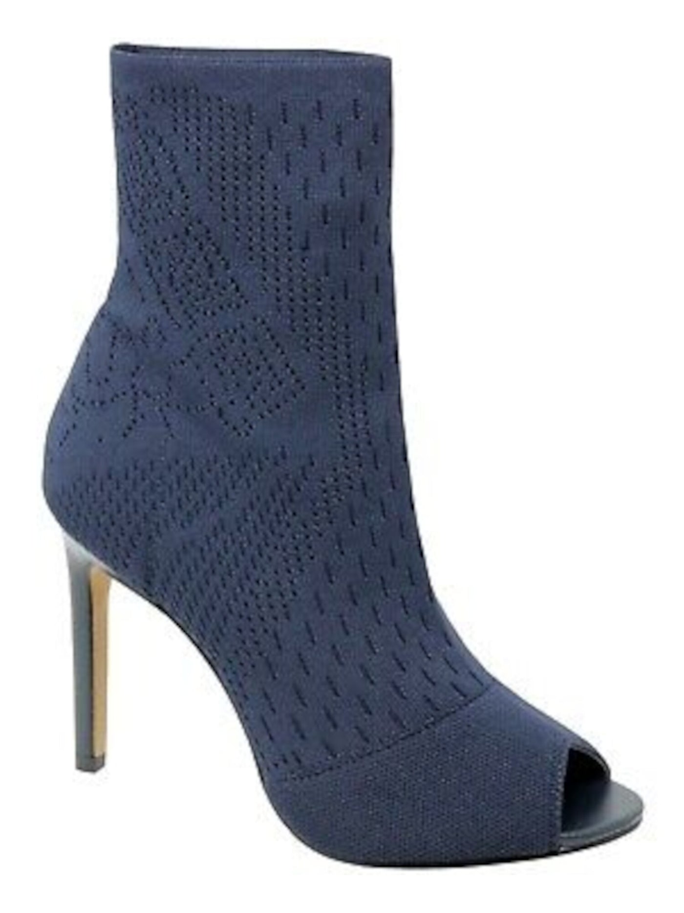 CHARLES BY CHARLES DAVID Womens Navy Knit Perforated Stretch Padded Inspector Peep Toe Stiletto Dress Shootie 5.5 M