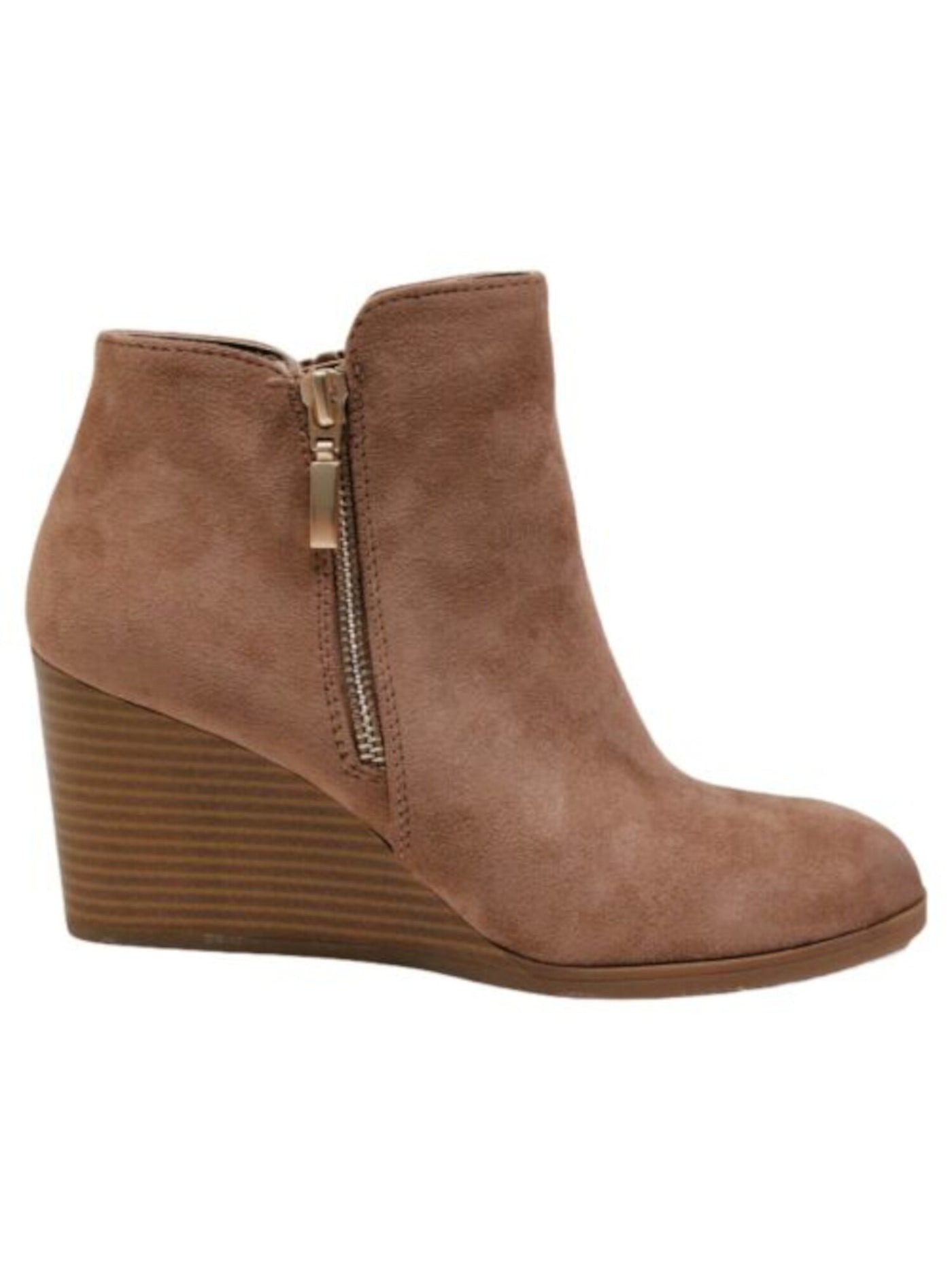 STYLE & COMPANY Womens Beige Asymmetrical Topline Cushioned Round Toe Wedge Zip-Up Booties 11 M
