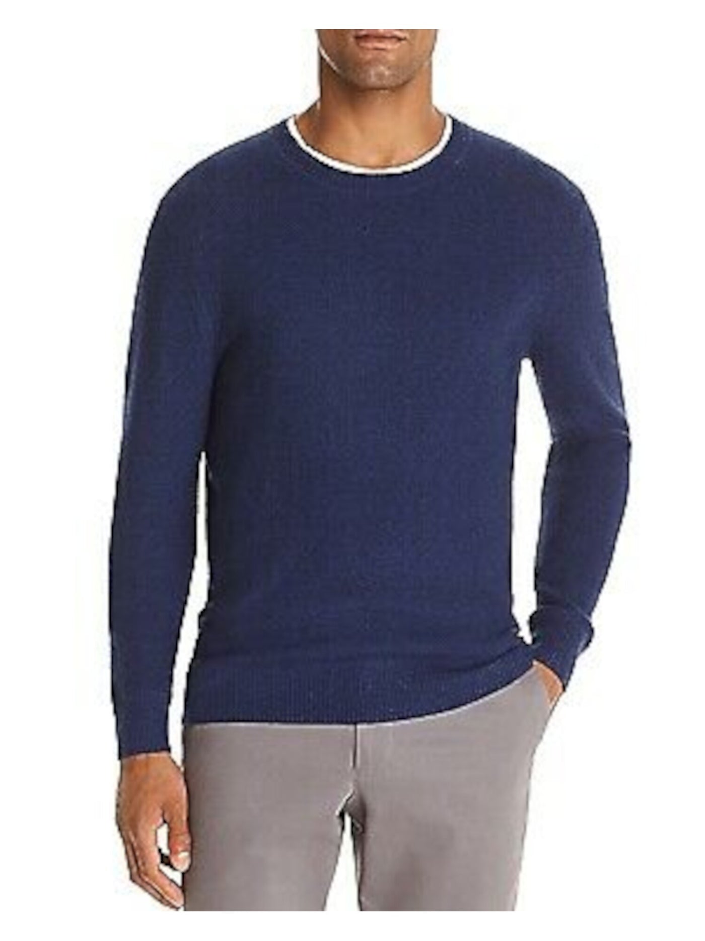 The Mens store Mens Navy Crew Neck Classic Fit Pullover Sweater L