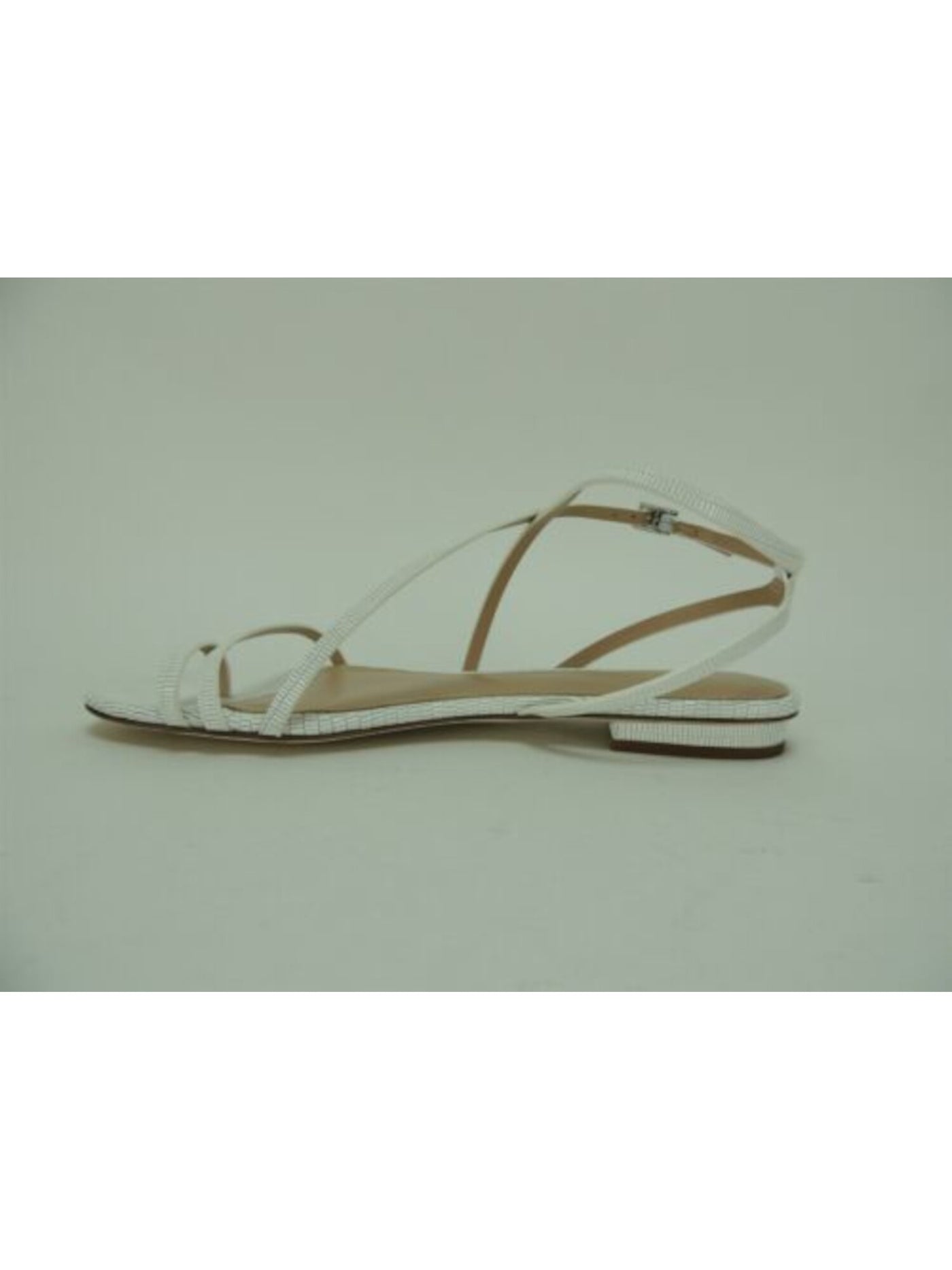 VIA SPIGA Womens White Croc Toe-Loop Strappy Padded Calandre Round Toe Buckle Leather Slingback Sandal M
