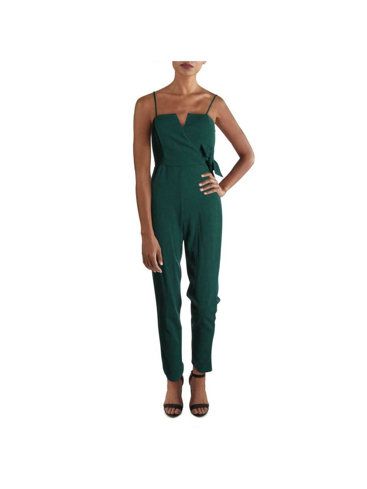 MAX + ASH Womens Teal Tie Spaghetti Strap Party Jumpsuit S