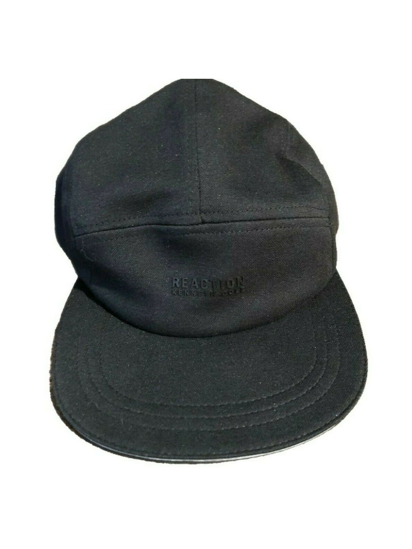 REACTION Mens Black Logo Solid Polyester Strapback Baseball Ball Cap Hat FREE SIZE