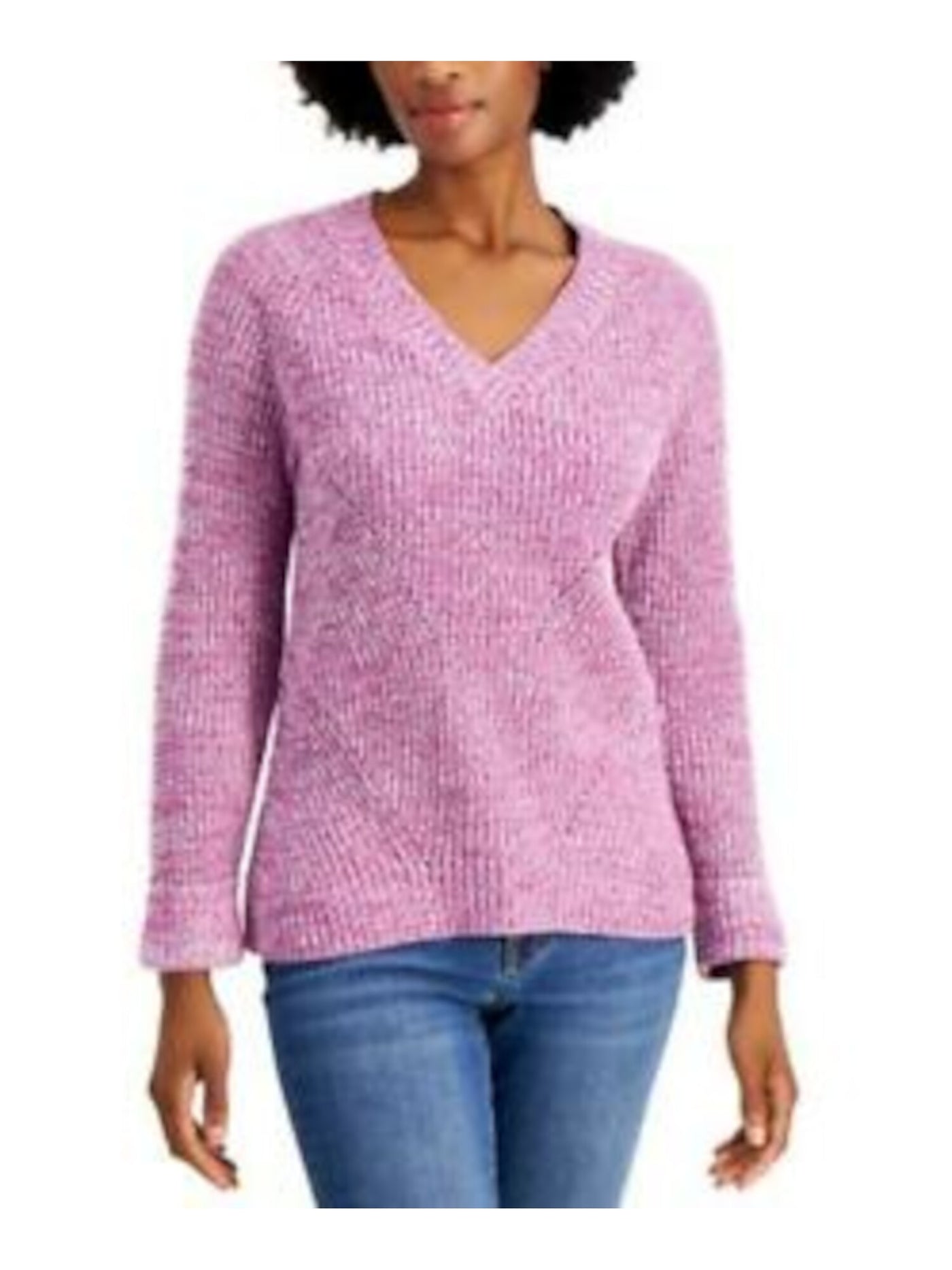STYLE & COMPANY Womens Purple Long Sleeve V Neck Sweater XXL