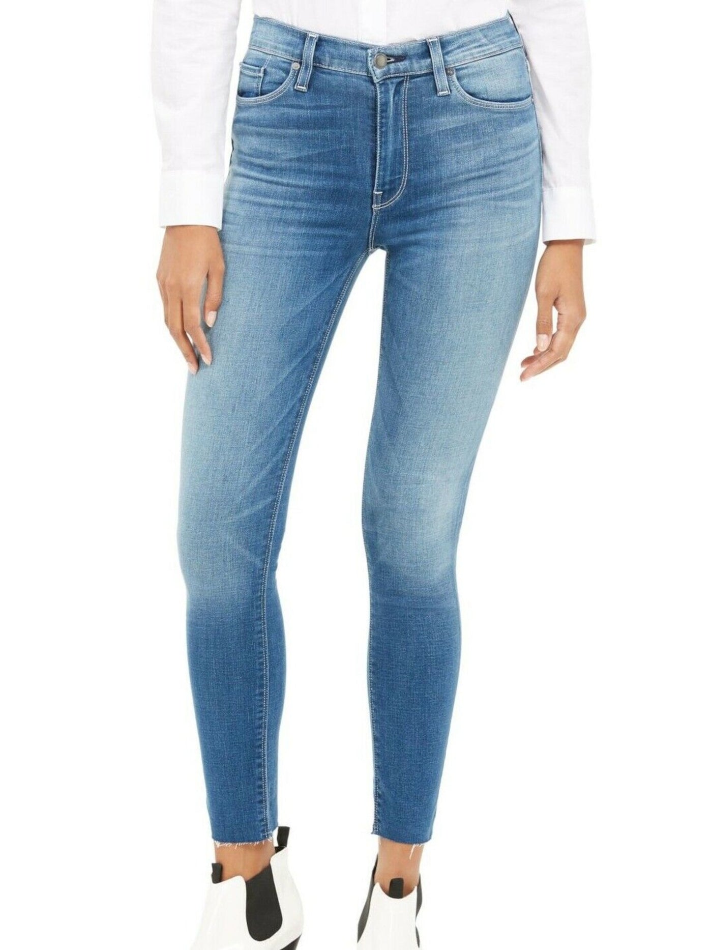 HUDSON Womens Blue Raw Hem Skinny Jeans Juniors Size: 27