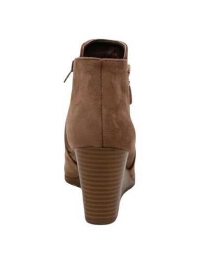 STYLE & COMPANY Womens Beige Asymmetrical Topline Cushioned Round Toe Wedge Zip-Up Booties 11 M