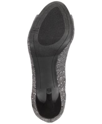 INC Womens Silver Stretchy Metallic Rhinestone Embellished Rielee Almond Toe Stiletto Slip On Booties M