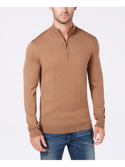 CLUBROOM Mens Brown Quarter-Zip Wool Blend Pullover Sweater XXL
