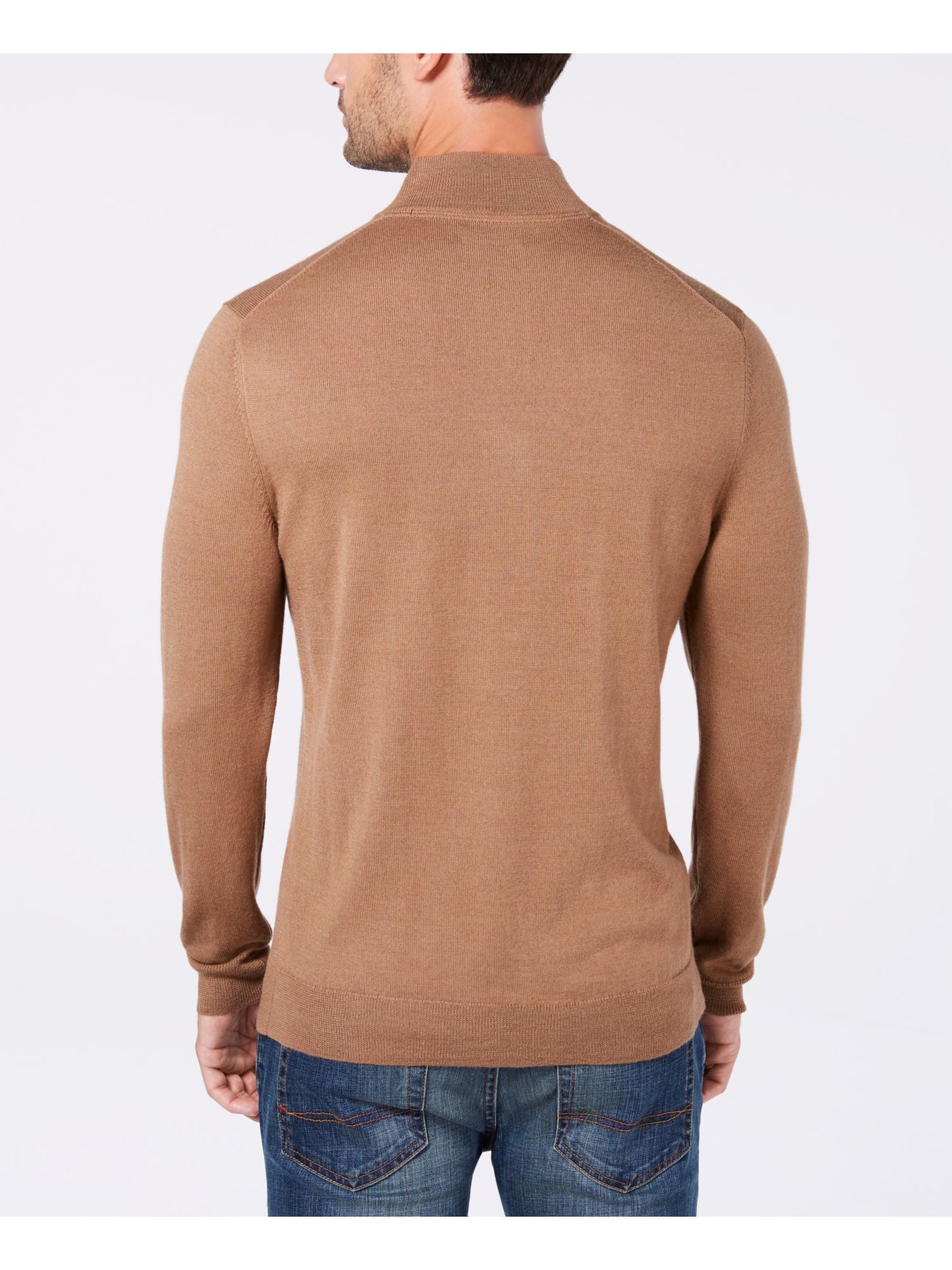 CLUBROOM Mens Brown Quarter-Zip Wool Blend Pullover Sweater S