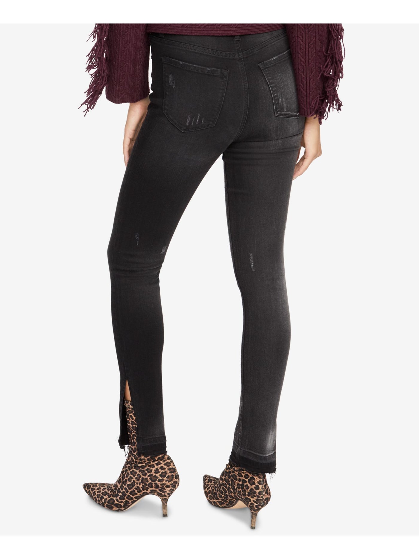 RACHEL ROY Womens Black Embellished Pocketed Skinny Jeans Size: 31