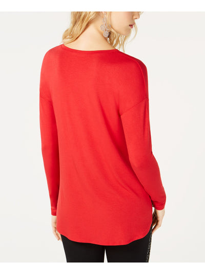 INC Womens Red Long Sleeve V Neck Top Size: XS