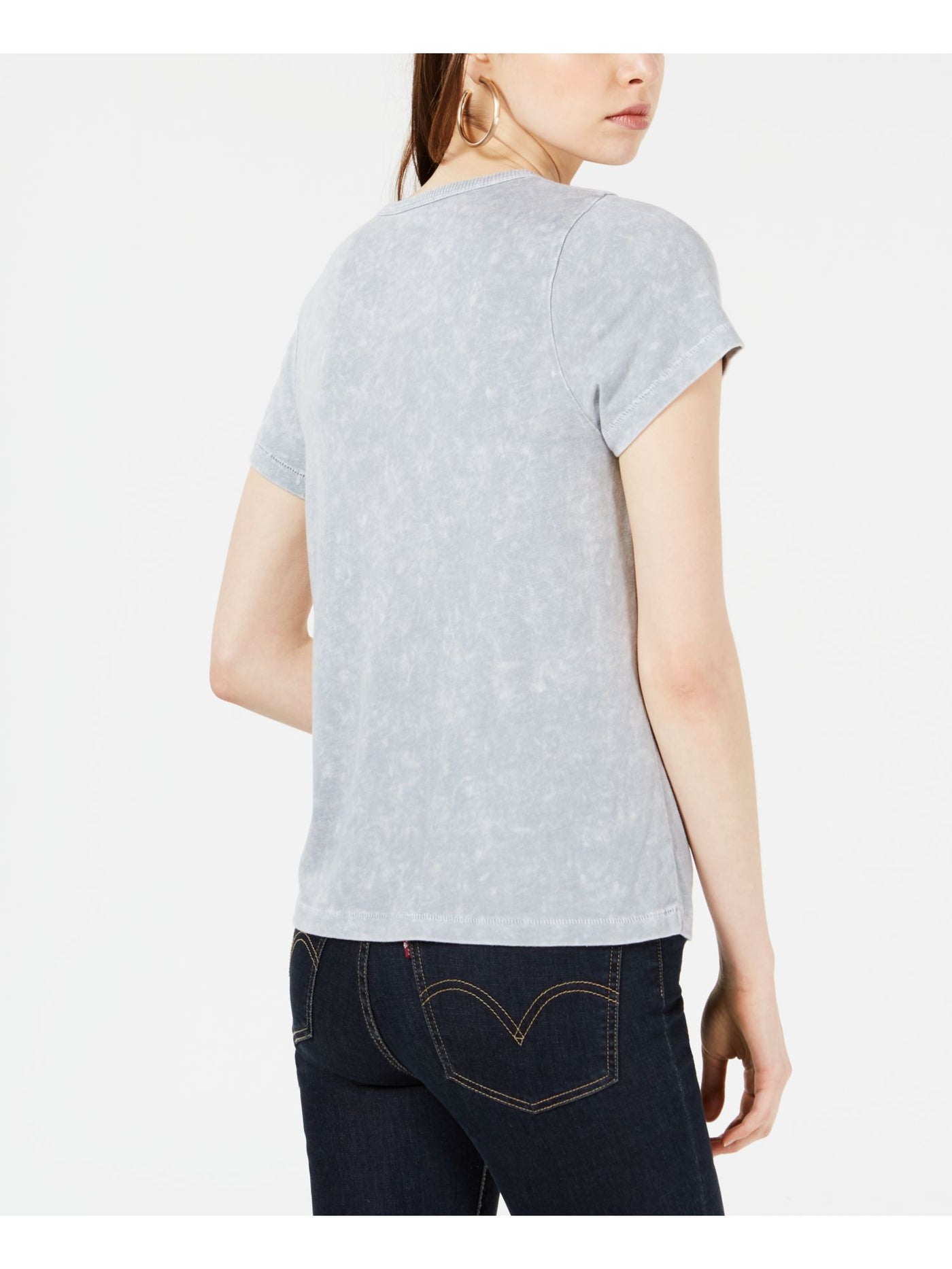 TRUE VINTAGE Womens Gray Printed Short Sleeve Crew Neck T-Shirt Size: XS