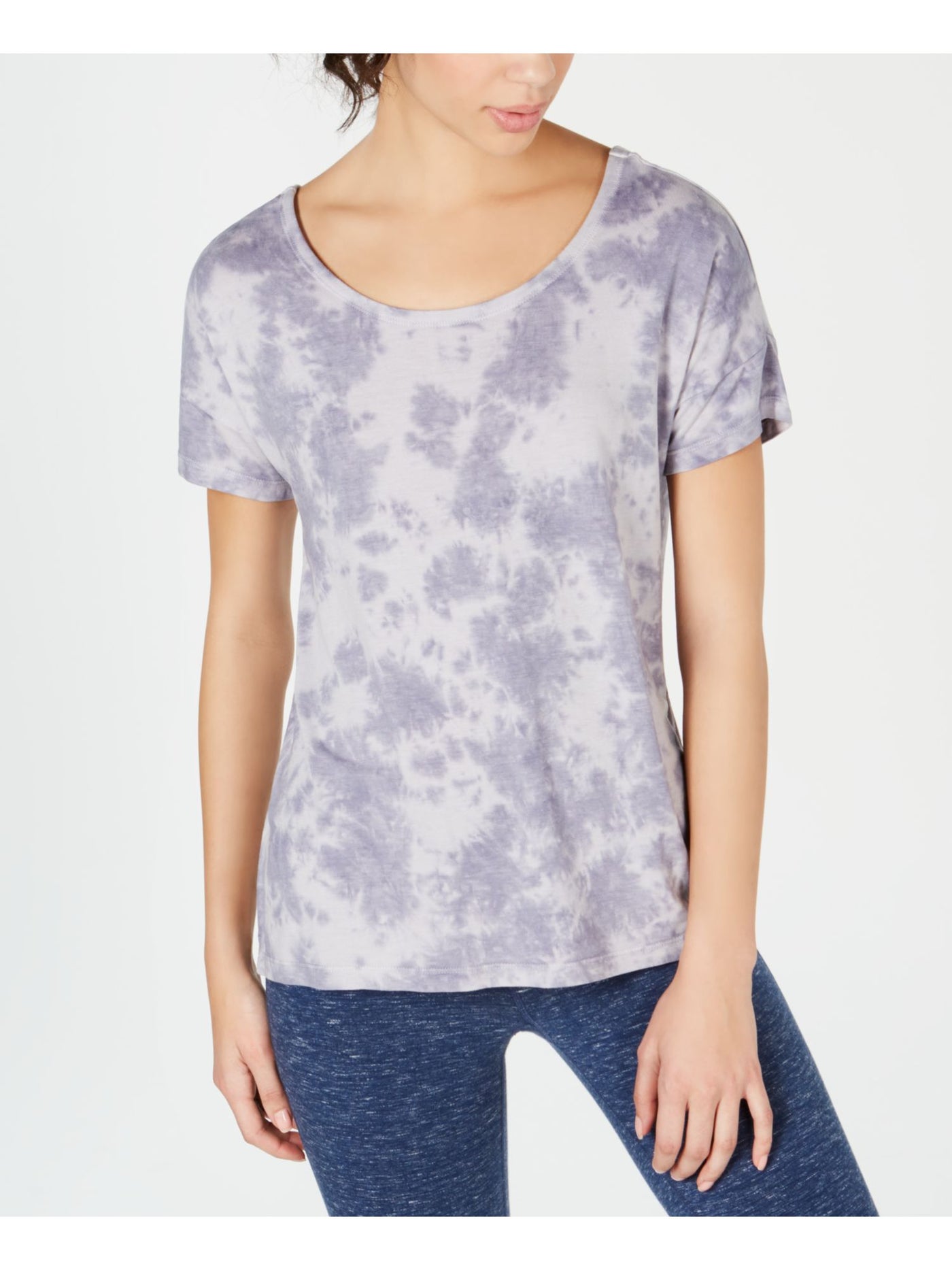 IDEOLOGY Womens Purple Stretch Tie Dye Short Sleeve Scoop Neck T-Shirt XL