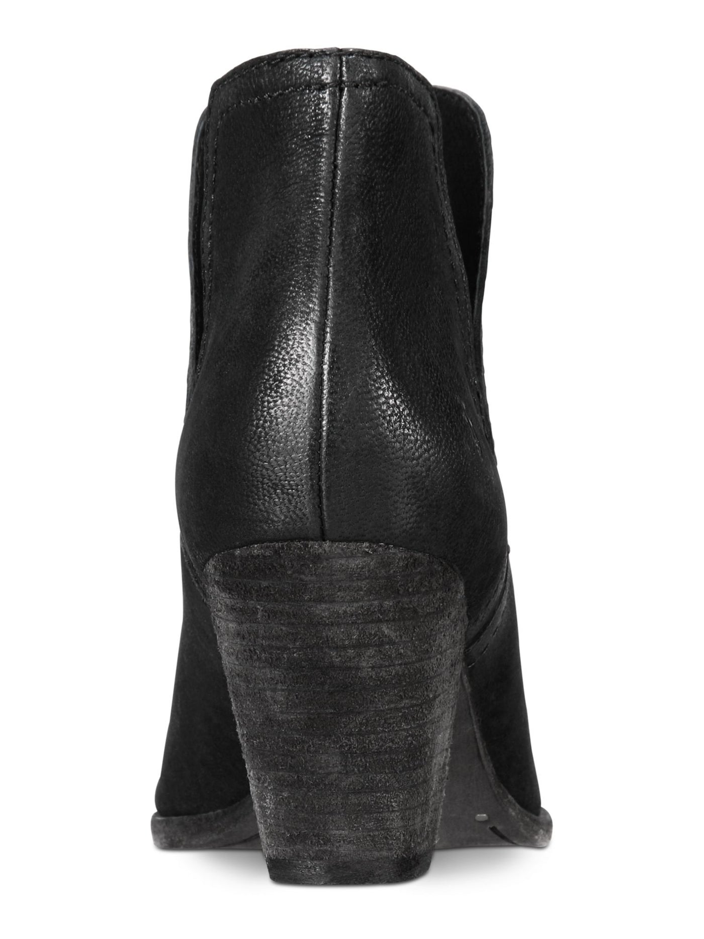 FRYE Womens Black 2.5" Height V Notch Cutouts Comfort Logo Jennifer Almond Toe Stacked Heel Slip On Leather Booties 9.5 M