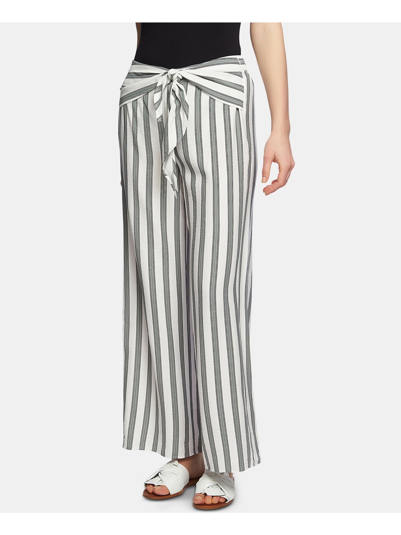 1. STATE Womens White Tie Front Striped Pants XL