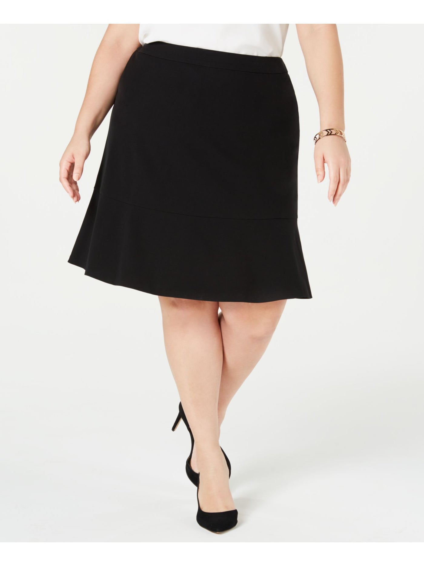 BAR III Womens Black Zippered Above The Knee Wear To Work A-Line Skirt Plus 16W