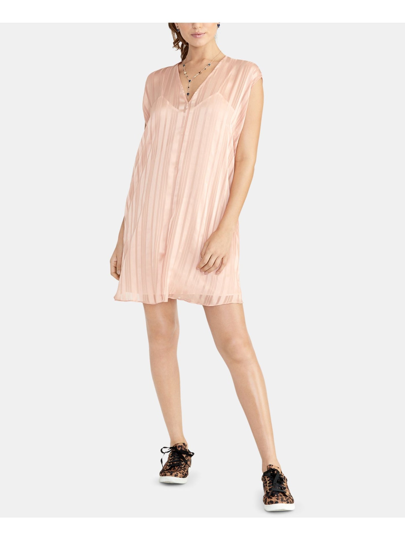 RACHEL ROY Womens Pink Sleeveless V Neck Mini Shift Dress XL