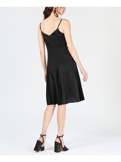 BAR III Womens Black Spaghetti Strap Knee Length Fit + Flare Dress Size: XXS