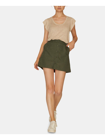 SANCTUARY Womens Green Pocketed Button Front Mini Pencil Skirt Size: S