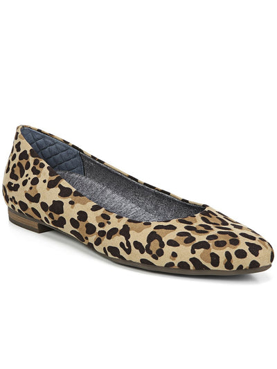 DR SCHOLLS Womens Brown Leopard Print Removable Insole Padded Aston Almond Toe Block Heel Slip On Ballet Flats 9.5