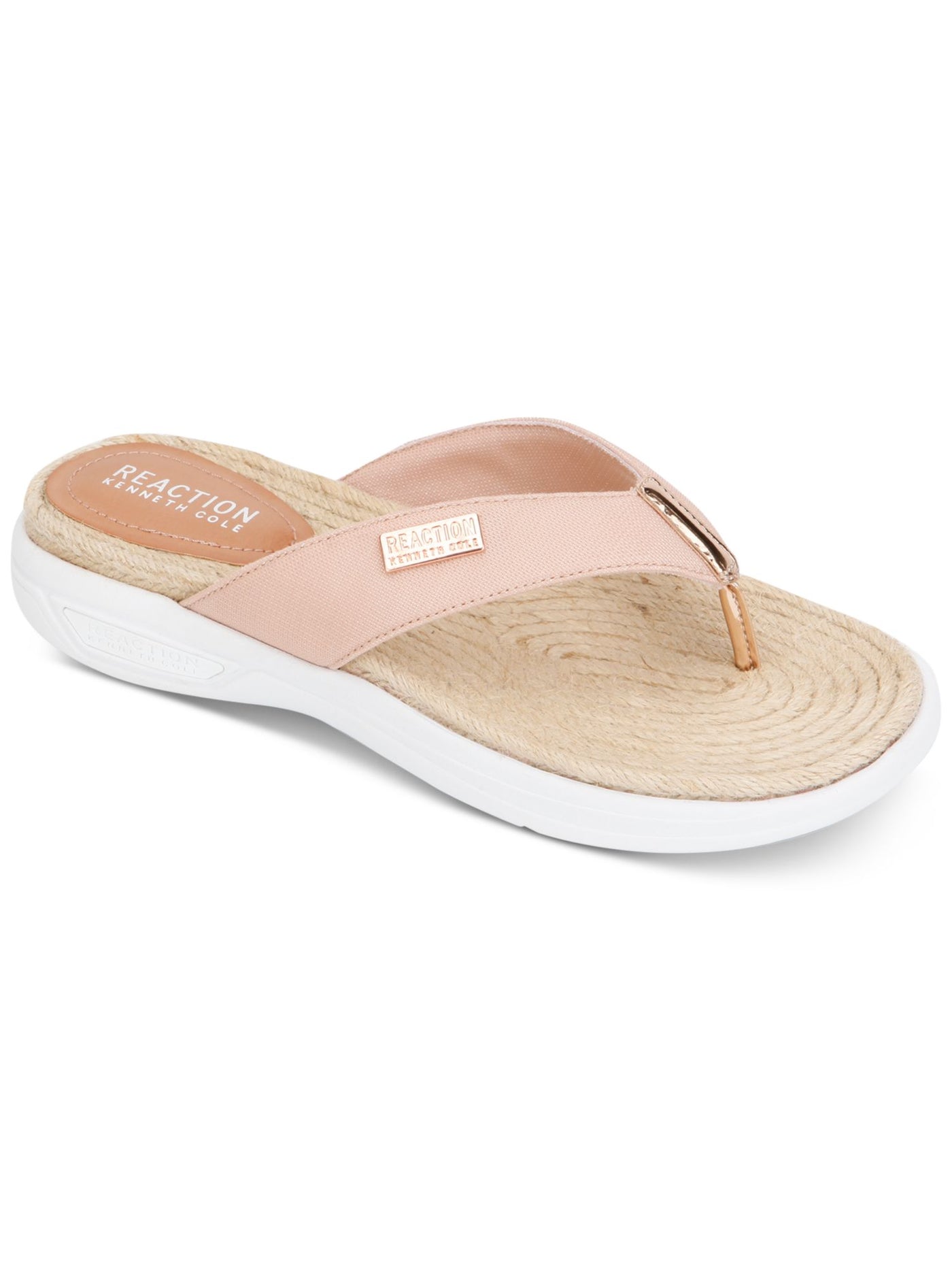 KENNETH COLE Womens Pink Jute Insole Logo Cushioned Ready Round Toe Wedge Slip On Flip Flop Sandal 5 M