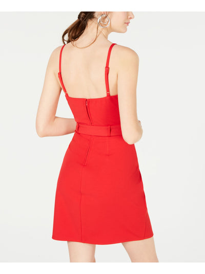 SPEECHLESS Womens Red Spaghetti Strap Mini Wrap Dress Party Dress Juniors 9