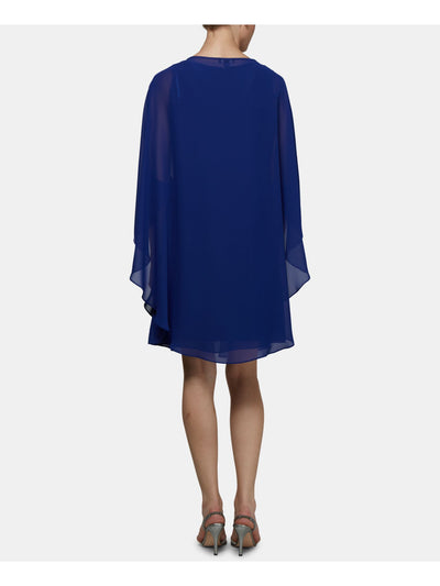 SLNY Womens Blue Sheer Chiffon Overlay Evening Jacket 16