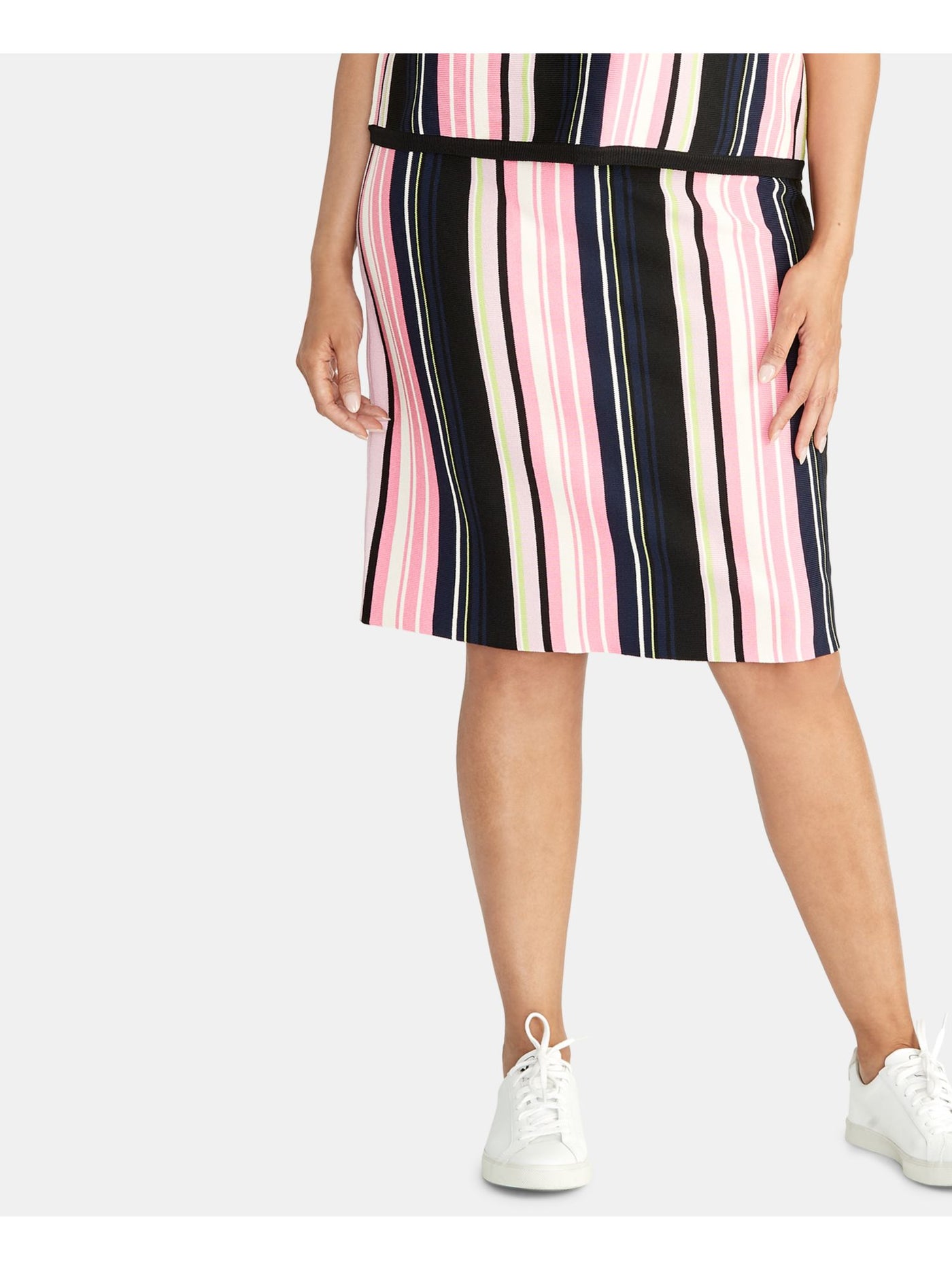 RACHEL RACHEL ROY Womens Pink Striped Knee Length A-Line Skirt Plus 3X