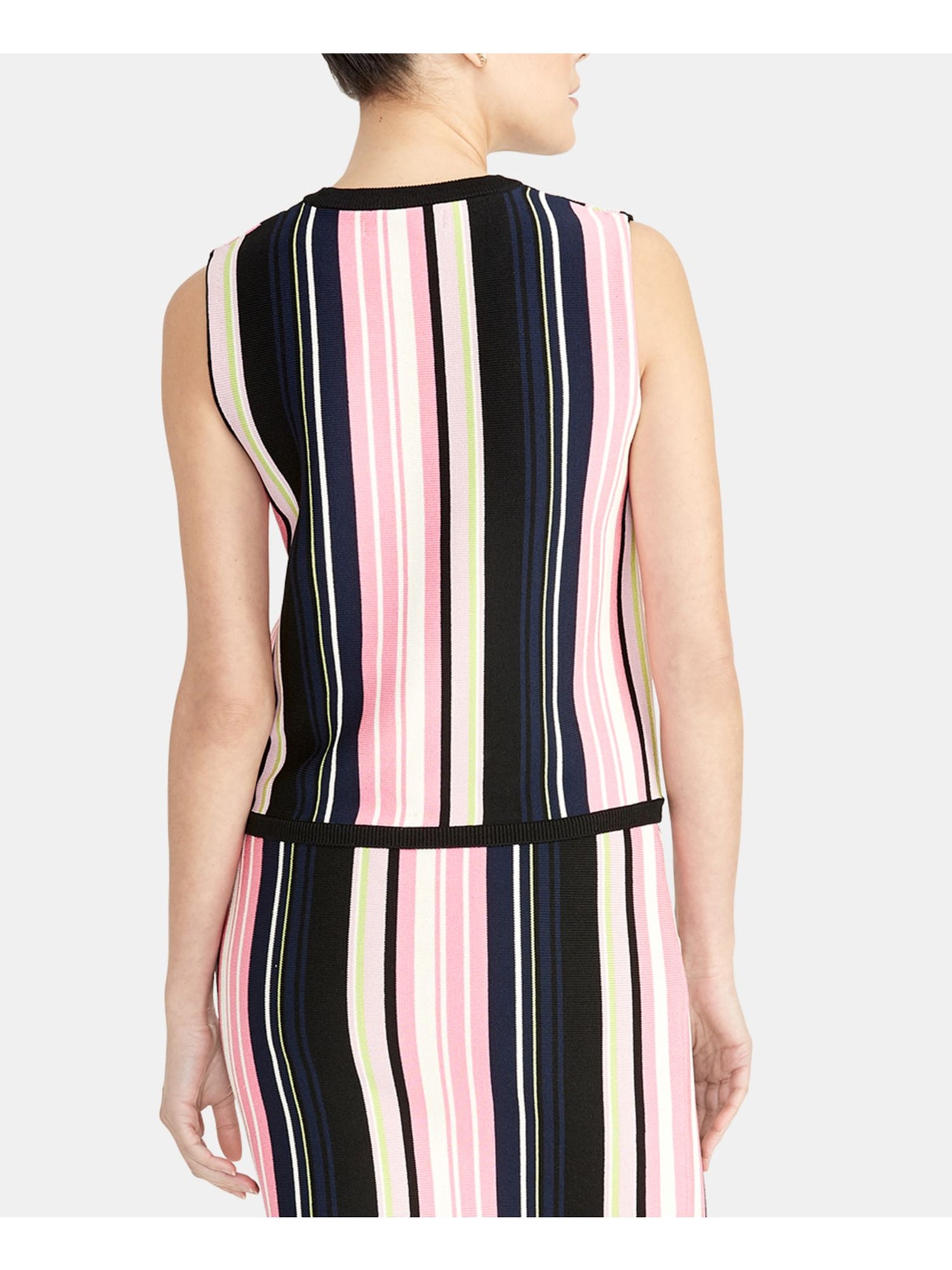 RACHEL ROY Womens Pink Striped Sleeveless Jewel Neck Tank Top Plus Size: XXL