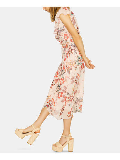 SANCTUARY Womens Pink Floral Sleeveless Tea-Length Fit + Flare Dress Size: 2