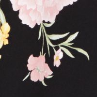 B DARLIN Womens Black Tie Back Floral Sleeveless Jewel Neck Mini Fit + Flare Dress
