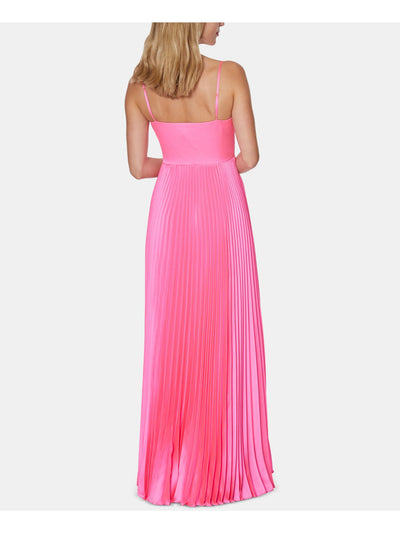 LAUNDRY Womens Pink Spaghetti Strap Full-Length Knife Pleated Formal Dress 0