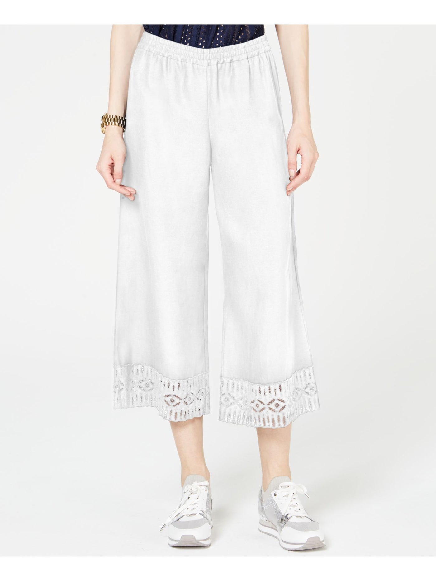 MICHAEL KORS Womens White Lace Wide Leg Evening Pants Size: XXL