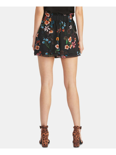 RACHEL ROY Womens Black Ruffled Belted Floral Shorts Size: L
