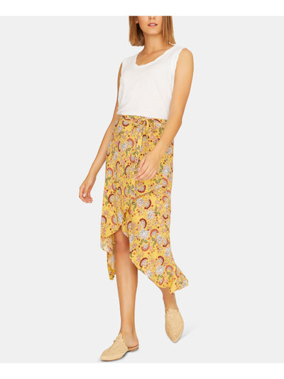 SANCTUARY Womens Gold Floral Midi Hi-Lo Skirt Size: XS