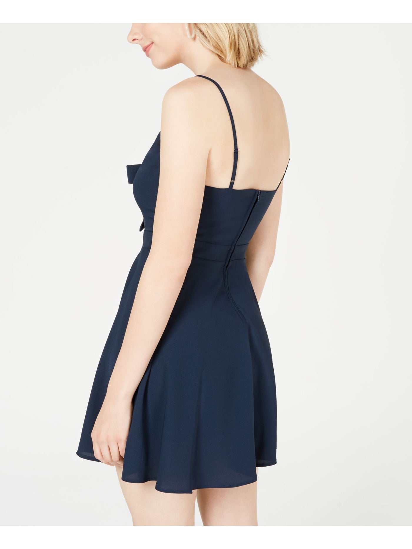 B DARLIN Womens Navy Spaghetti Strap Mini Fit + Flare Dress Juniors Size: 1\2
