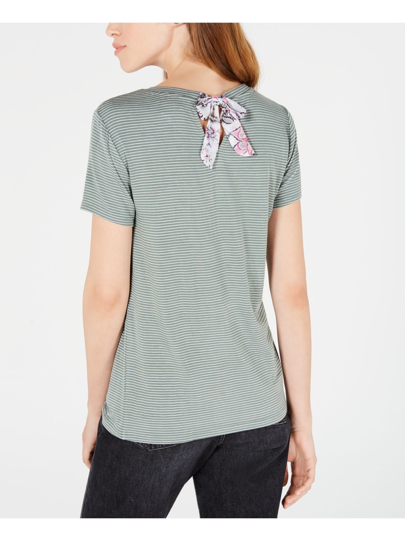 MAISON JULES Womens Green Printed Short Sleeve Crew Neck T-Shirt Size: XXL