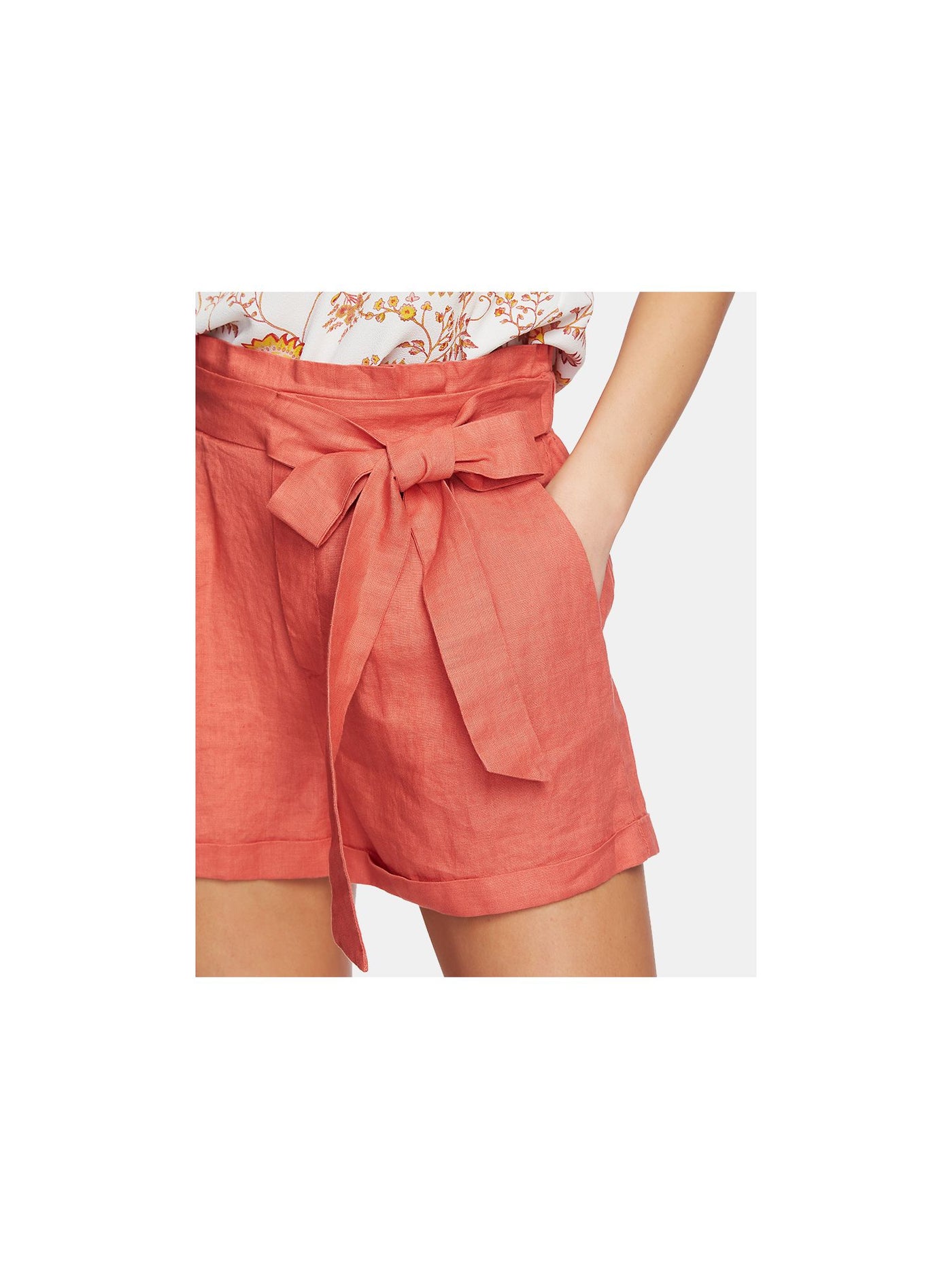 1. STATE Womens Orange Tie Front Shorts Size: 2