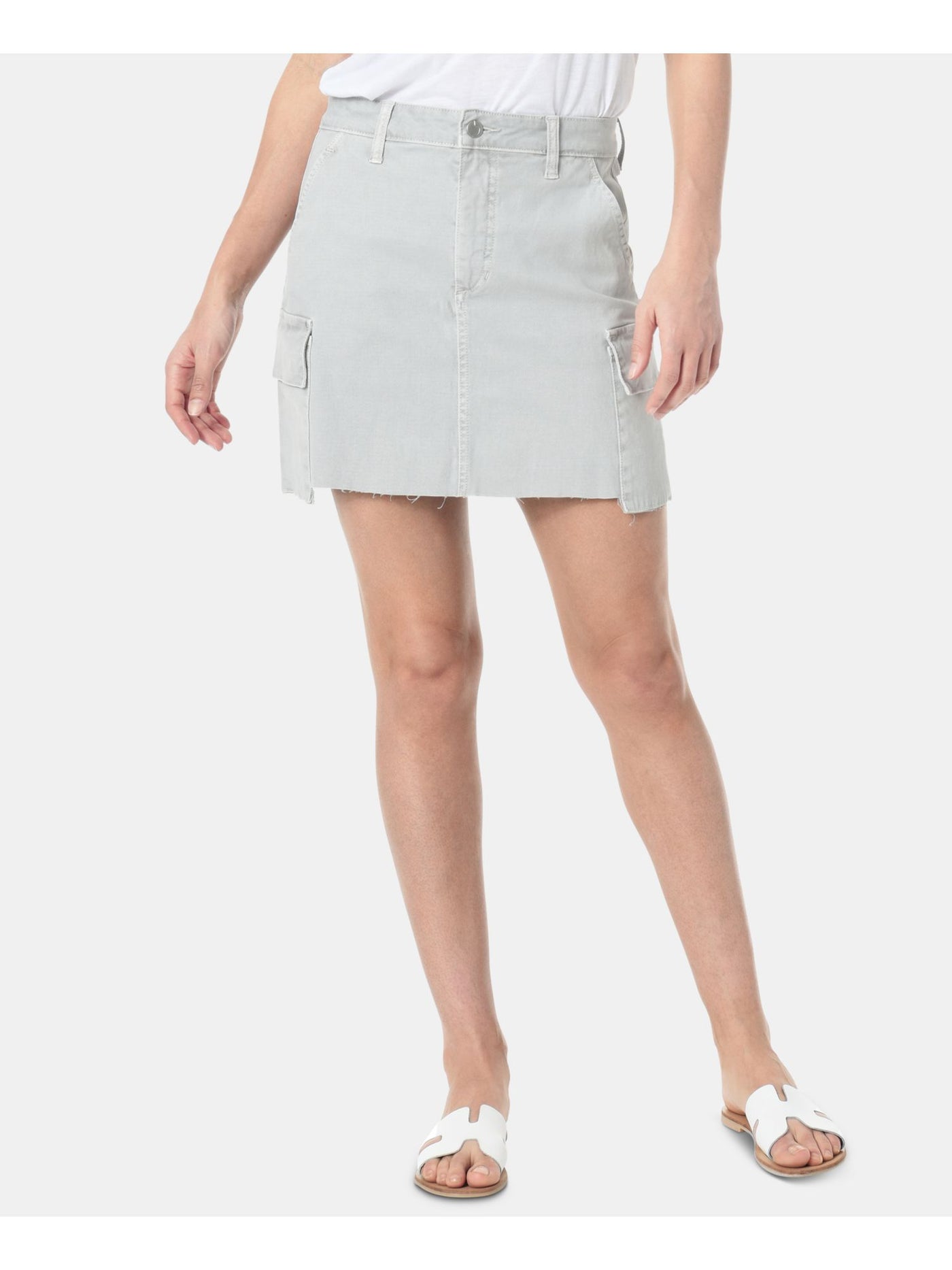 JOE'S Womens Gray Frayed Pocketed Mini Skirt 24 Waist