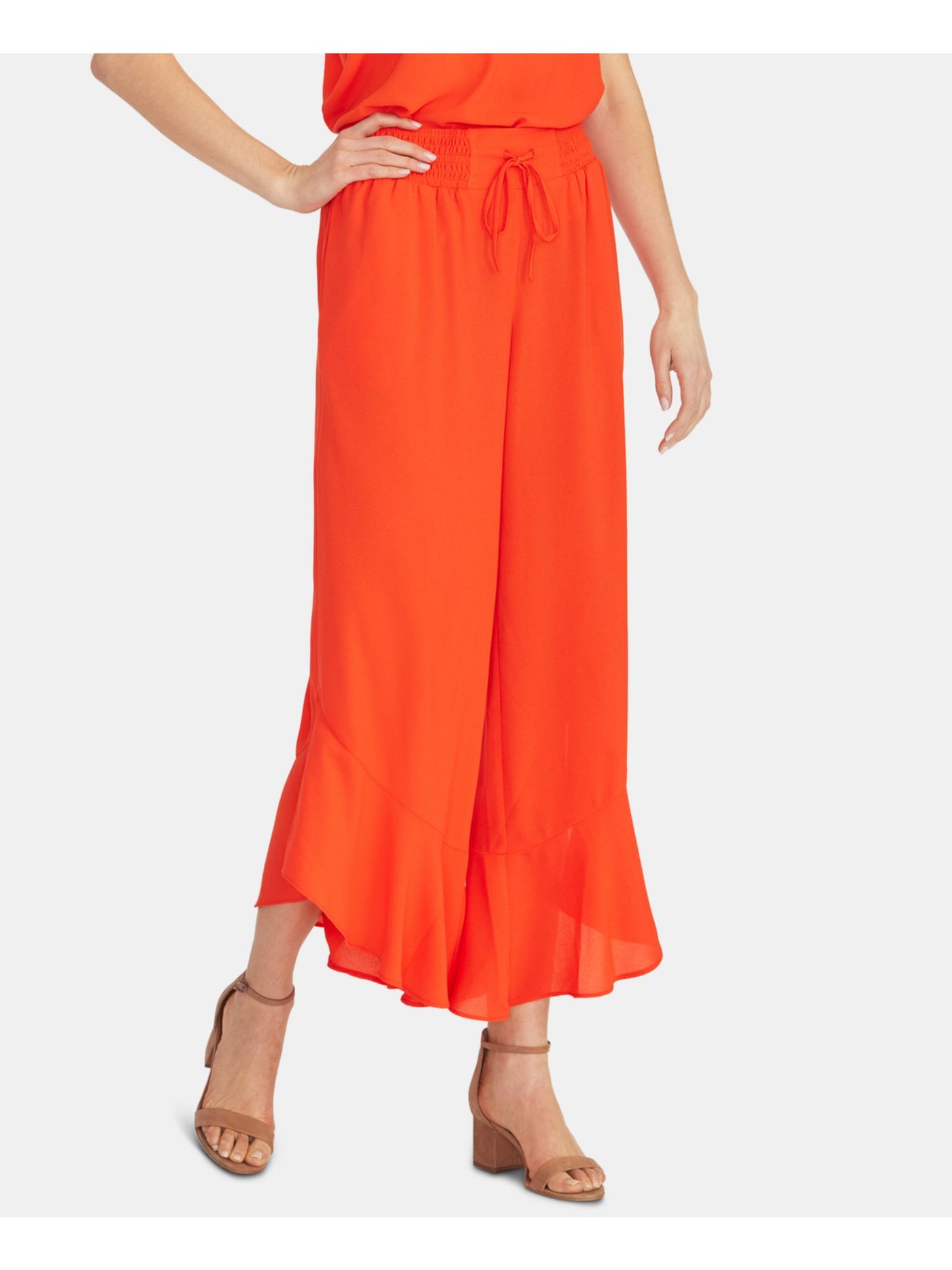 RACHEL ROY Womens Orange Ruffled Tie-front Wide Leg Pants Size: XXL